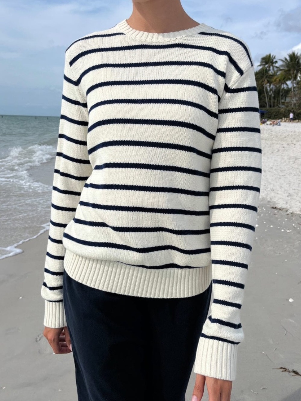 Brandy navy/white Martha sweater stripe